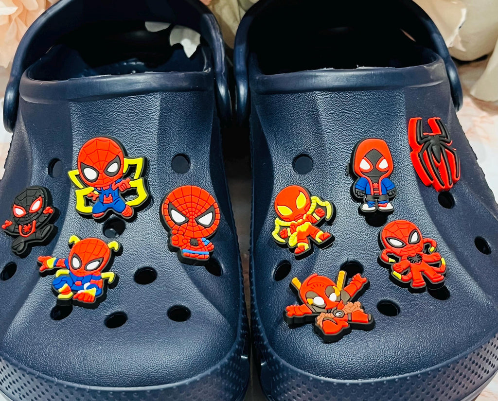 Set of 9 Marvel Spider-Man Superhero Croc Charms | Shoe Accessories Charms | Boys Holiday Croc Shoe Charms BUNDLE