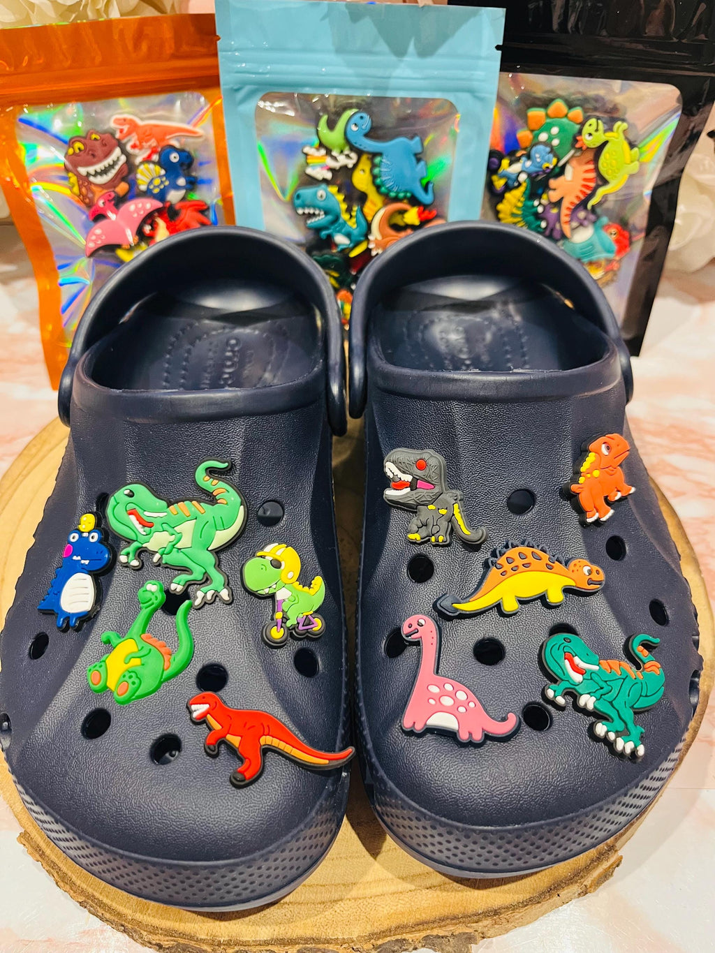 Dinosaur Croc Charms: PVC Shoe Accessories, Set of 10