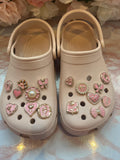 Pink Pearl Croc Charms - Girly Shoe Accessories - 16 Piece Set