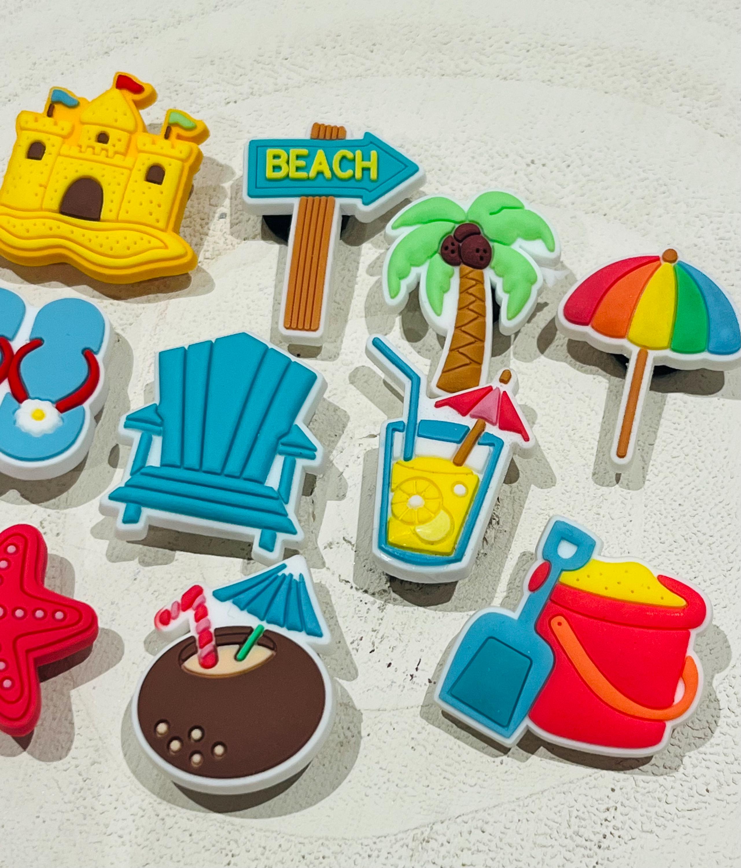 Set of 10 Beach Croc Charms | Holiday Shoe Accessories | Summer Croc Jibbitz