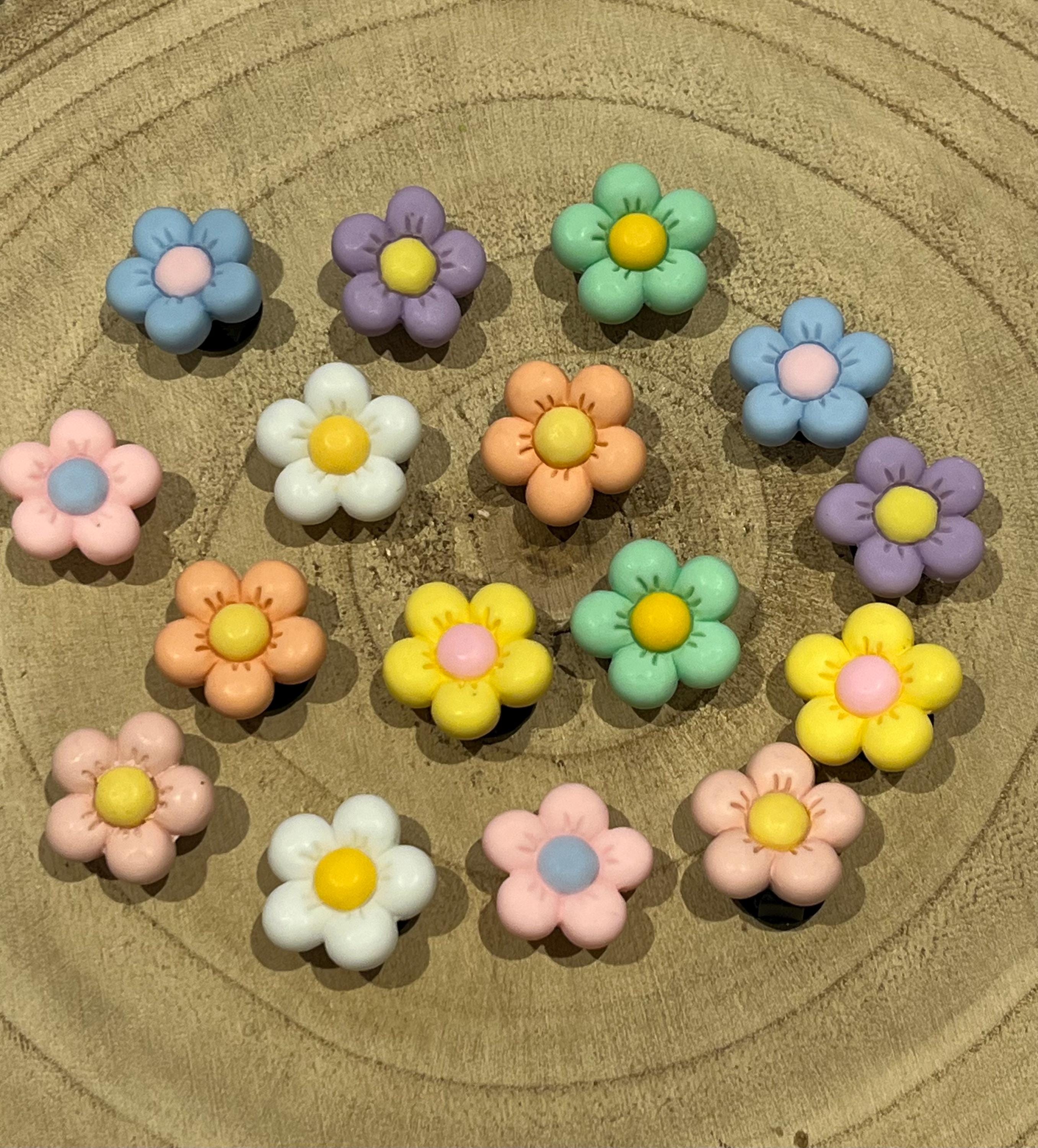 Pastel Flower Croc Charms Set: PVC Shoe Accessories