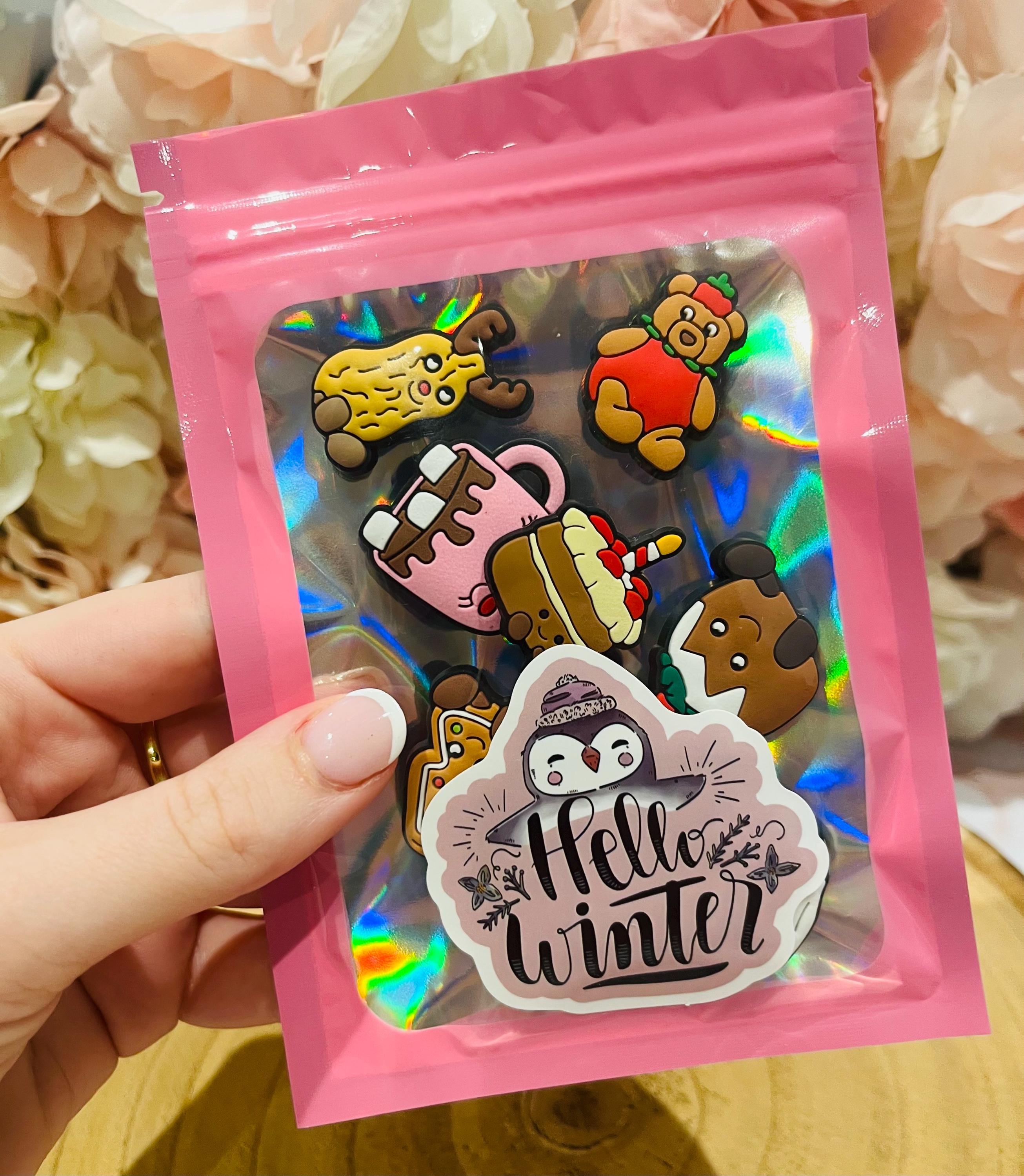 Xmas Eve Box Fillers | Christmas Jelly Cat Croc Charms | Pack of 8 | Xmas Gifts |