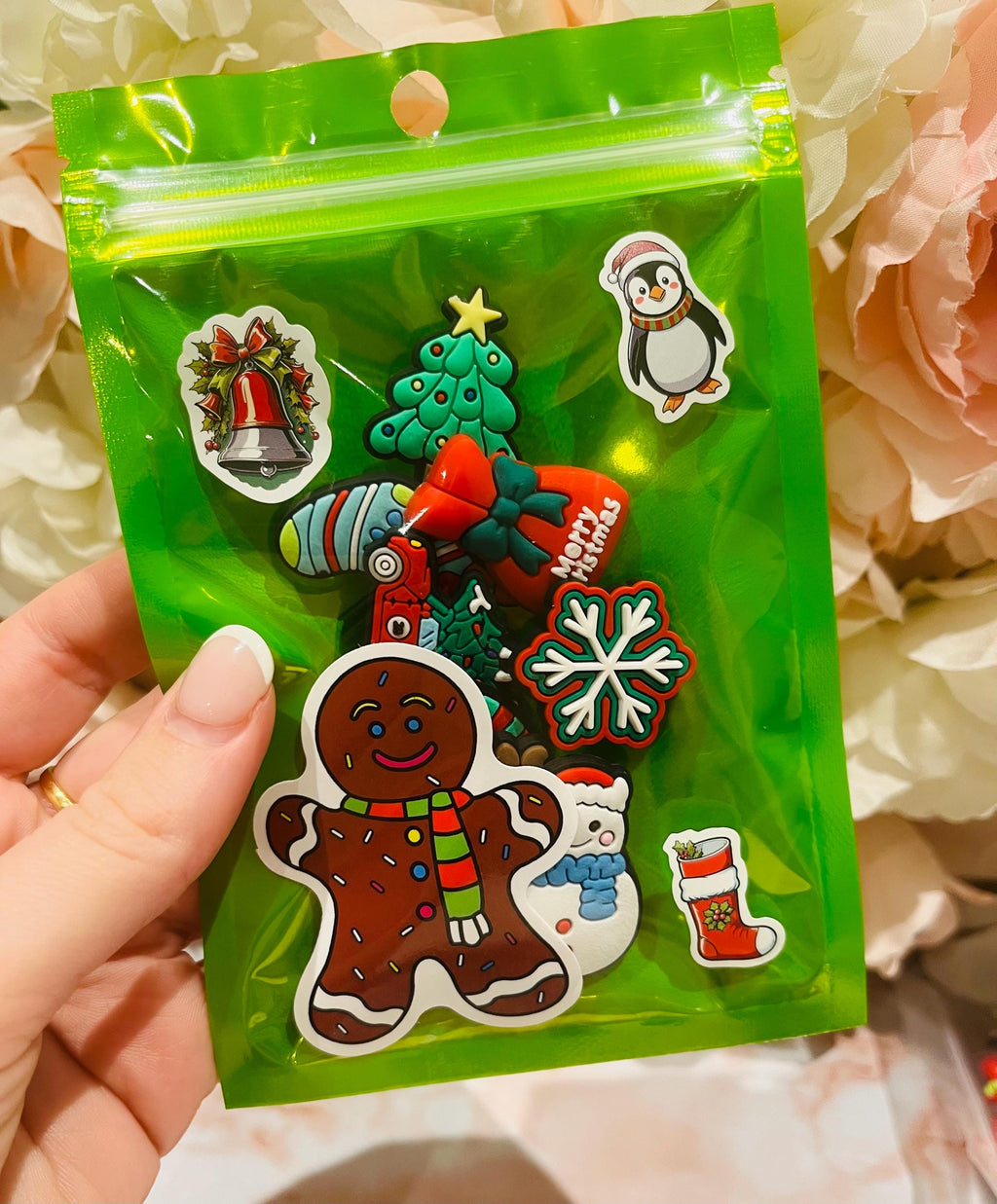 set of 8 christmas croc charms pvc shoe pin clip