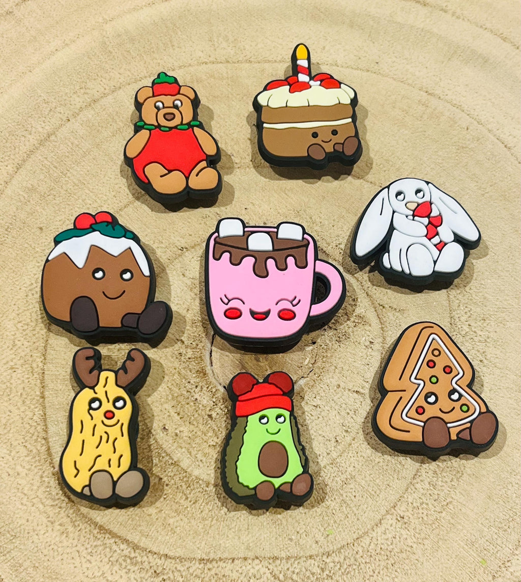 Christmas Croc Charms: Jelly Cat Inspired Shoe Accessories, Set of 8