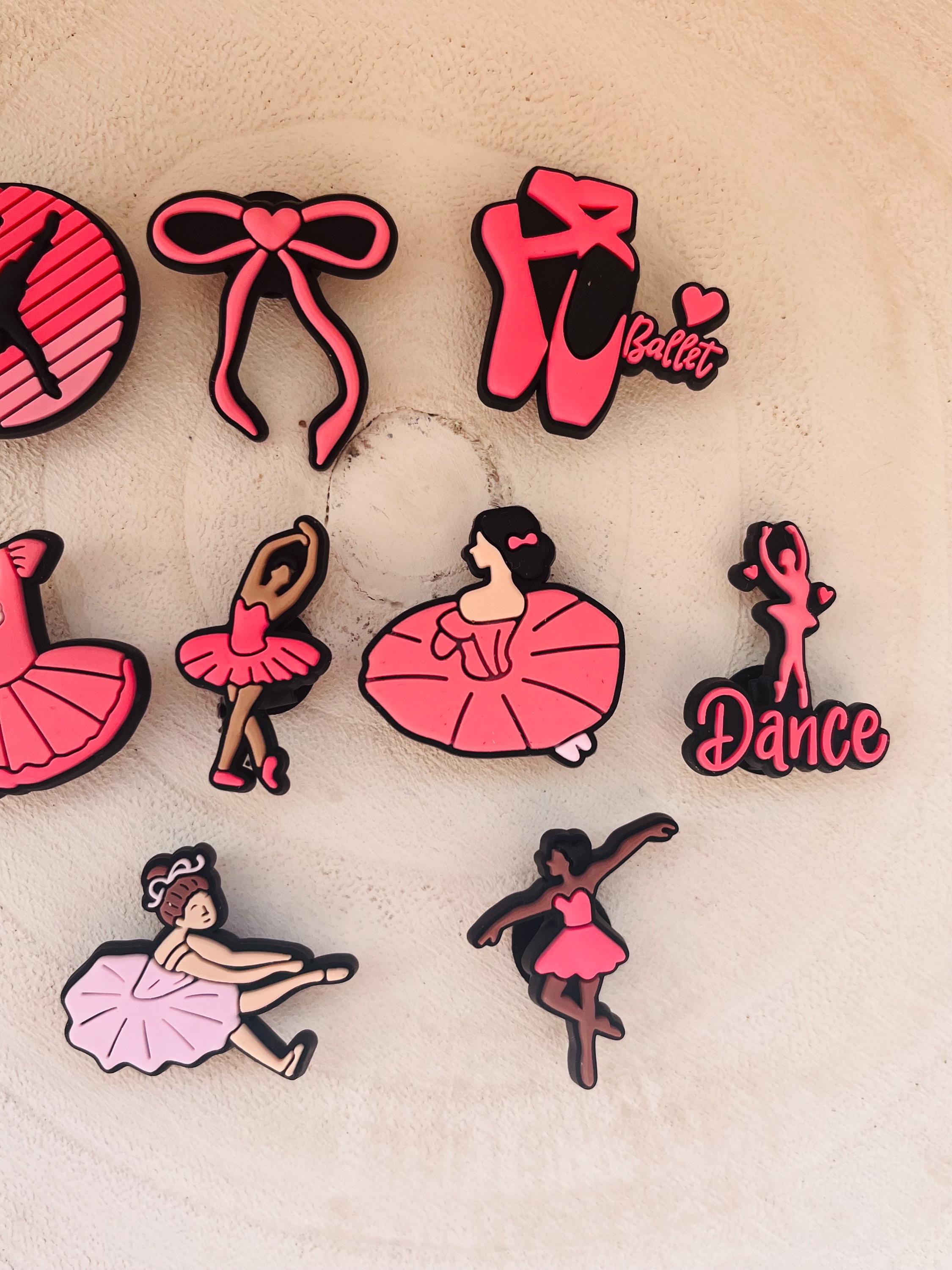 Ballet Croc Charms - Pink Dance Shoe Clog Accessories - 9 Piece Set