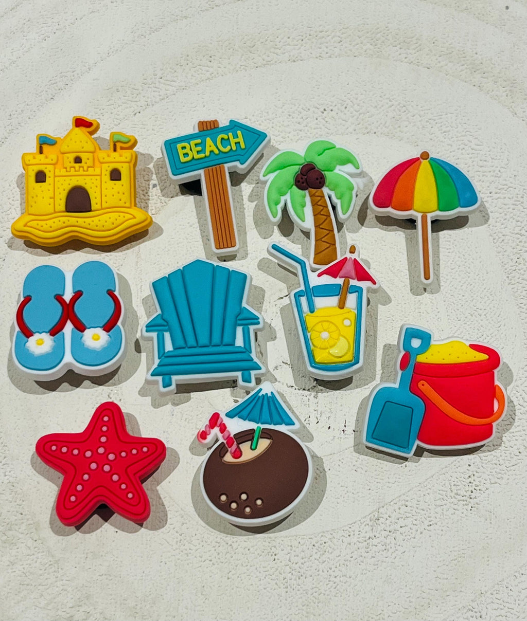 Beach Croc Charms Bundle: Summer Holiday PVC Shoe Decoration