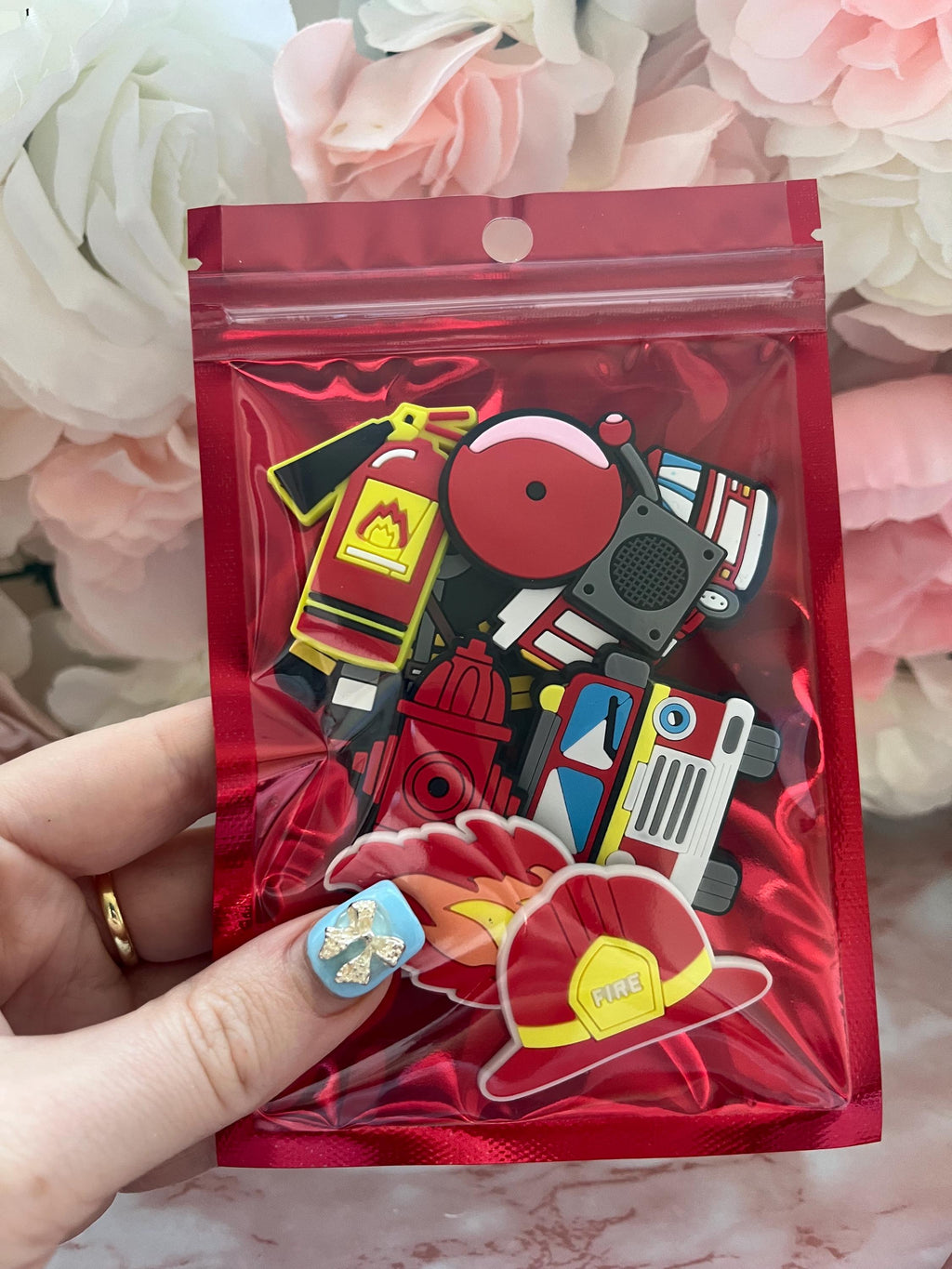 Fireman Croc Charms - Fire Engine, Hydrant, Extinguisher - Set of 8