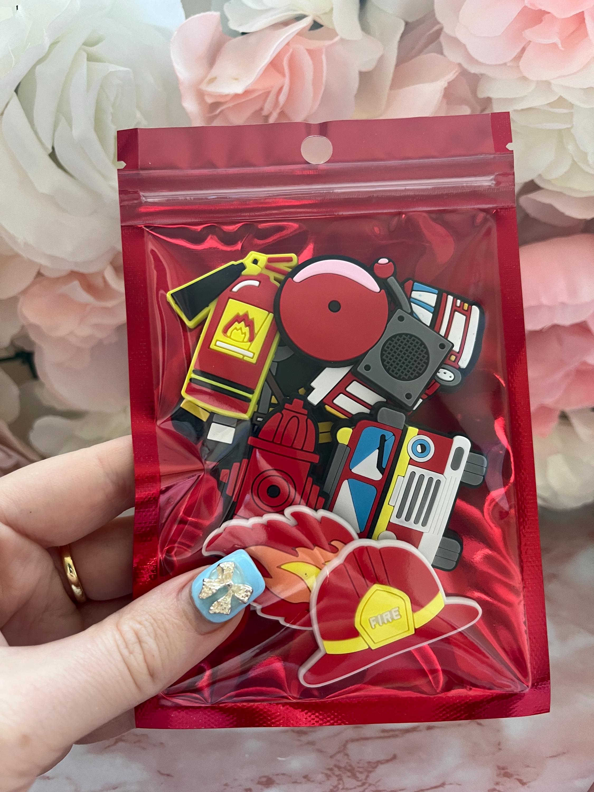 Fireman Croc Charms - Fire Engine, Hydrant, Extinguisher - Set of 8