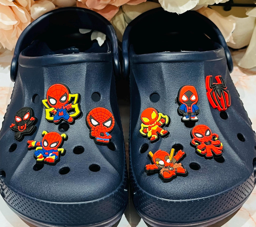 Spiderman inspired croc charms PVC Set of 9