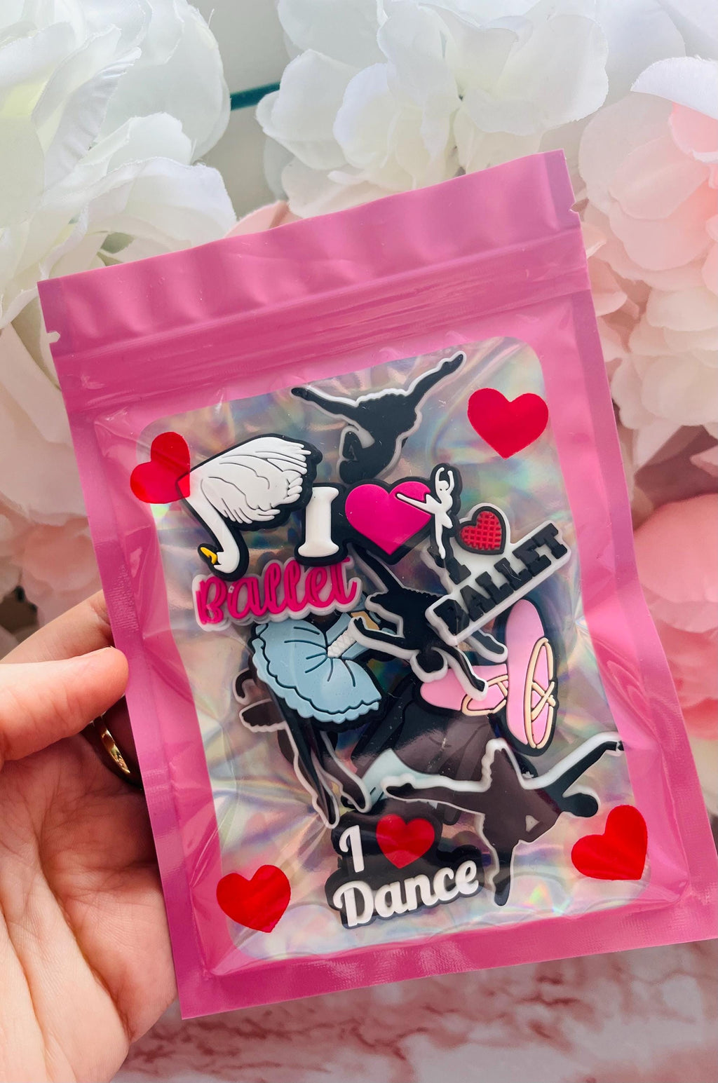 Pack of 12 Dance Ballet Croc Shoe Accessories Tutu Swan Ballerina Ballet Shoes Dance Gifts Dance Teacher Cute Girl Shoe Charms Pink Bag