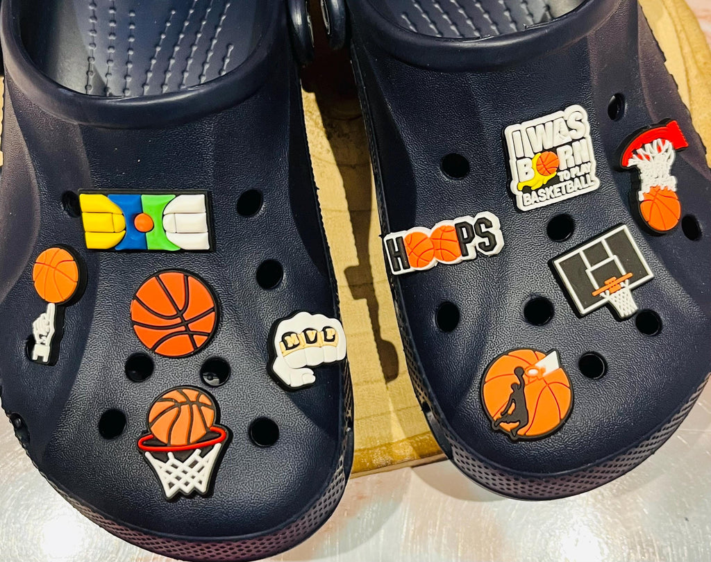 Set of 10 PVC Croc Charms | Basketball Croc Charms | shoe Charms design | sport charms | basketball hoop | basketball