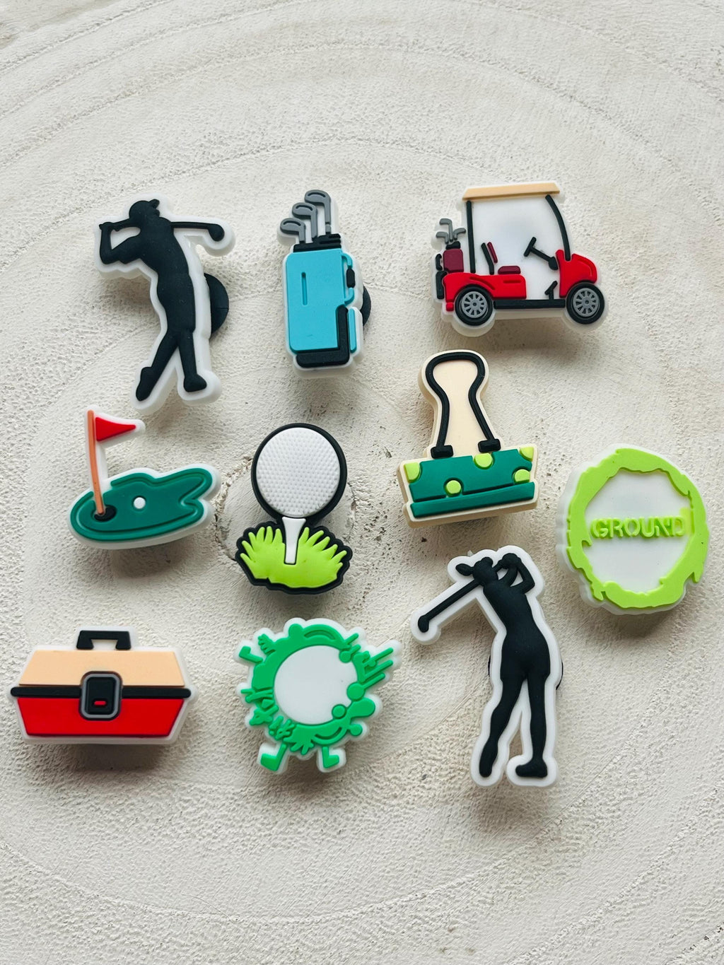 Golf Croc Charms: PVC Shoe Decoration Set (10 Piece)