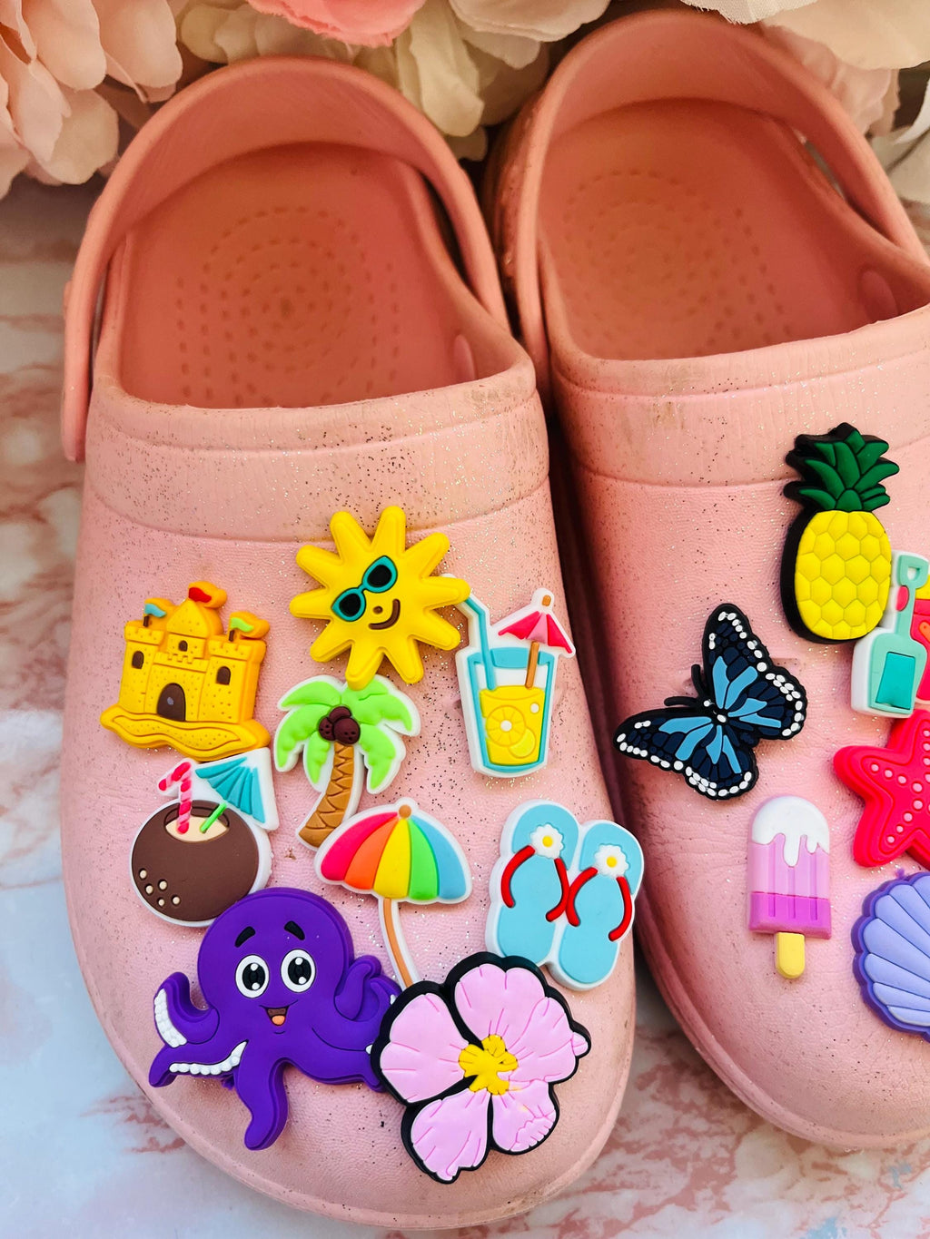 Summer Clog Shoe Charms for Crocs: Vacation Bundle, 25-Piece