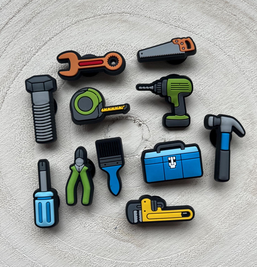 Tool Croc Charms: 11-Piece Builder PVC Clog Decorations