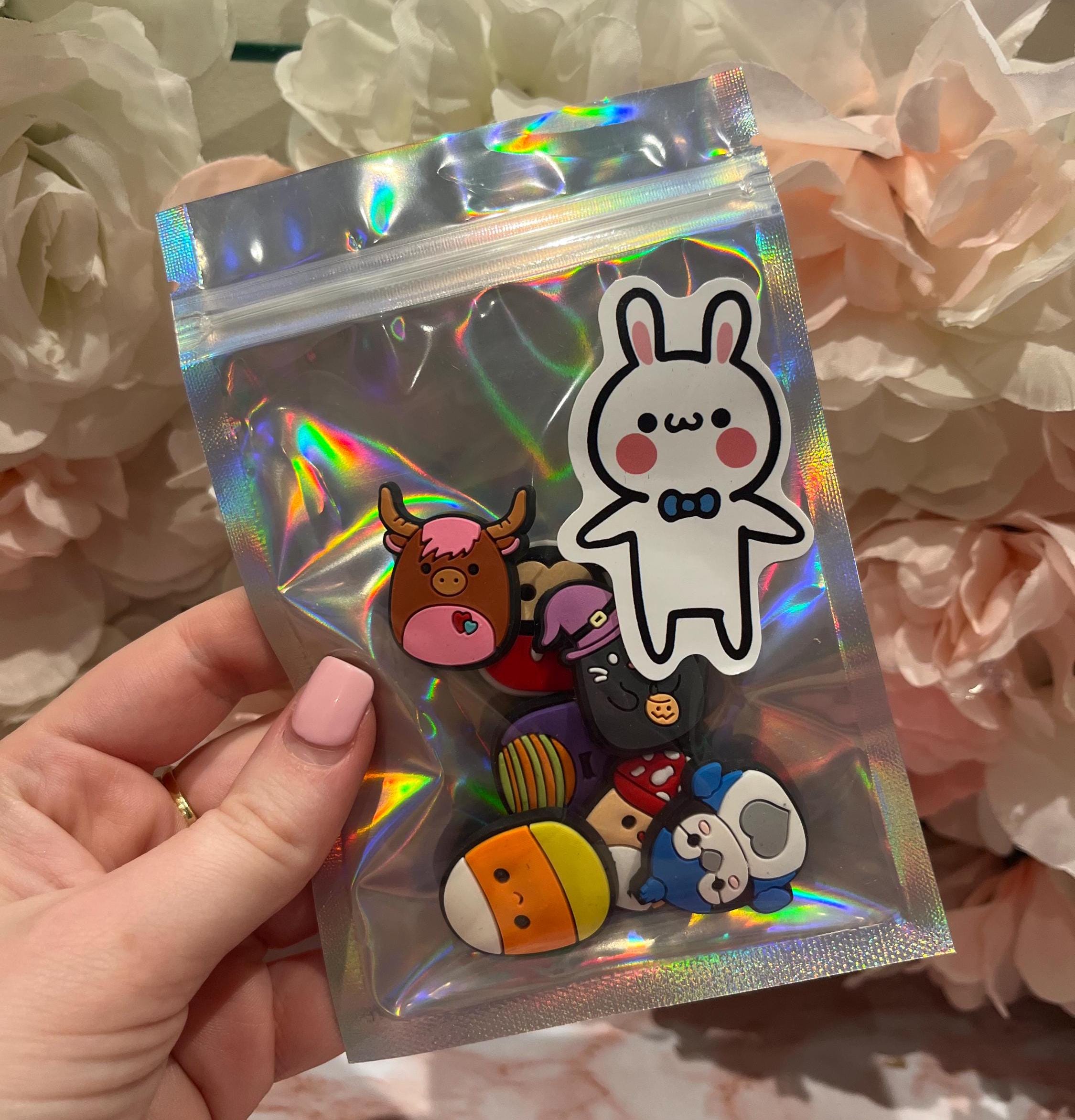 Squish Mellow Croc Charms: Kids PVC Shoe Decoration, Set of 7