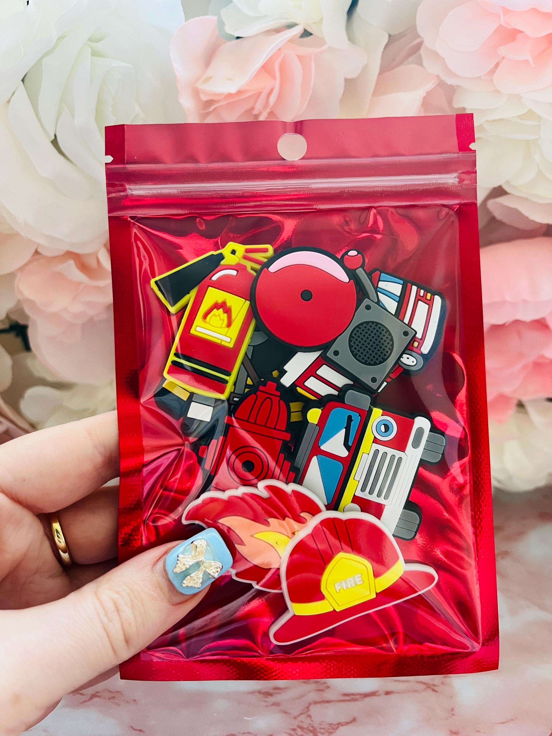 Fireman Croc Charms - Fire Engine, Hydrant, Extinguisher - Set of 8