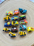 Construction Truck Shoe Charms - Builder PVC Clog Pins - Set of 15