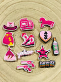 Pink Cowgirl Croc Charms: Western Shoe Accessories, 12-Piece Set