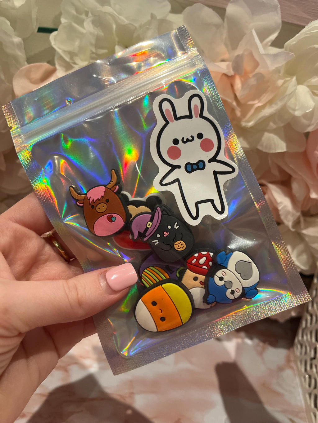 Squish Mellow Croc Charms: Kids PVC Shoe Decoration, Set of 7