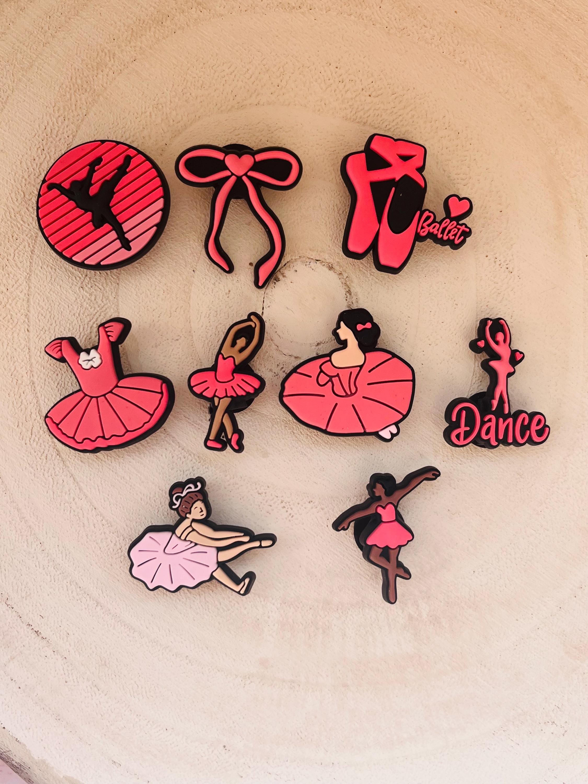Ballet Croc Charms - Pink Dance Shoe Clog Accessories - 9 Piece Set