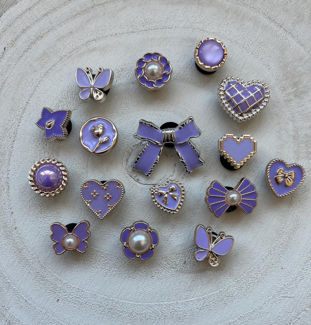 Lilac Croc Charms: Girly Purple Shoe Accessories Bundle