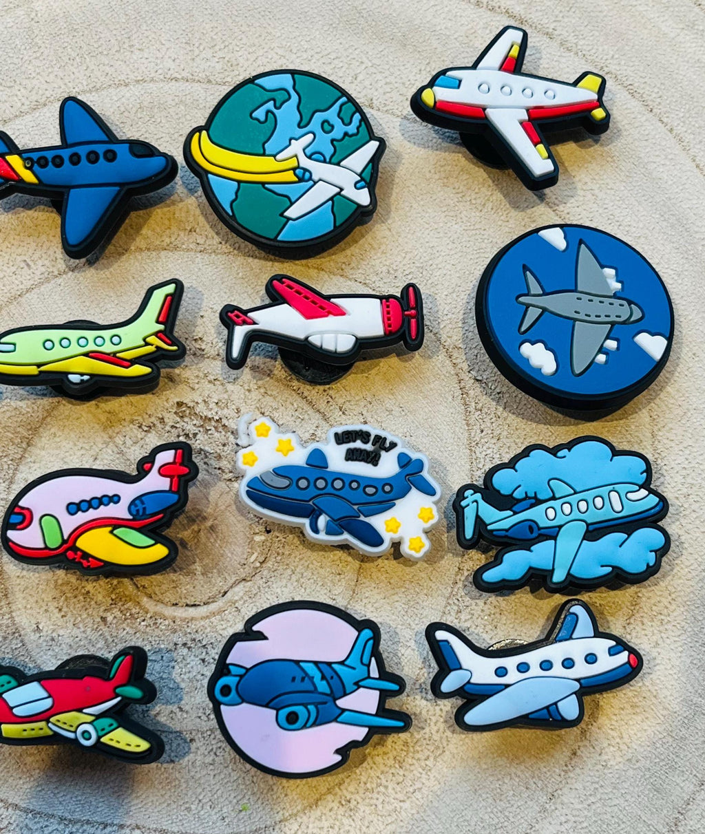 Aeroplane Croc Clog Charms: Pilot Shoe Accessories, Pack of 16