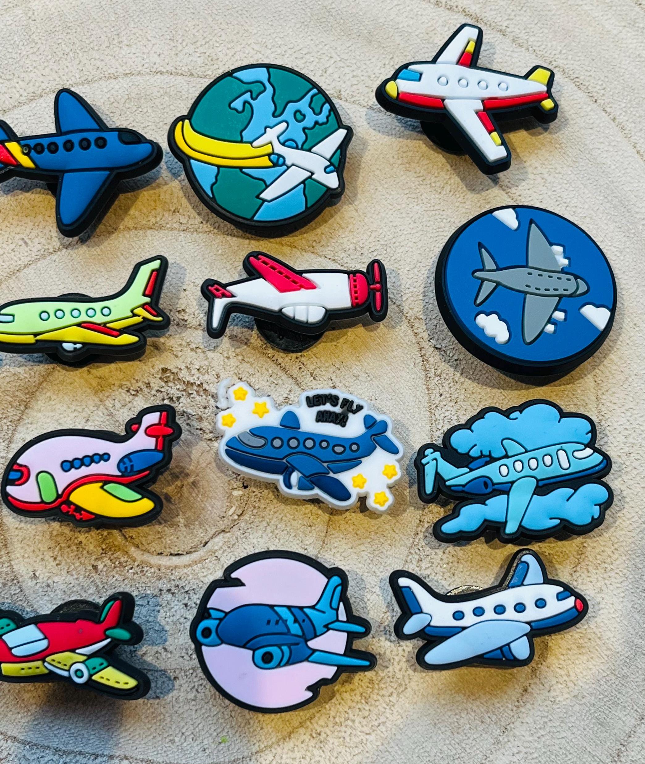 Aeroplane Croc Clog Charms: Pilot Shoe Accessories, Pack of 16