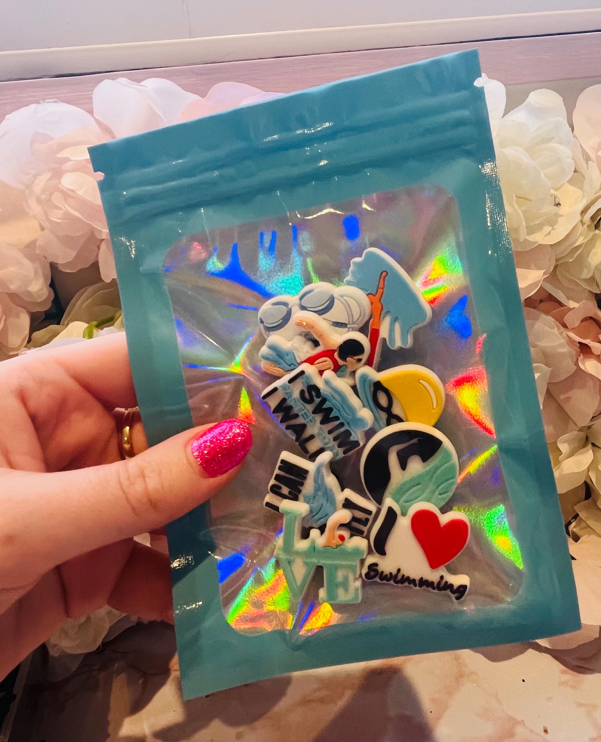 Swimming Croc Charms: Shoe Clip Accessories, Swimmer Gifts (9-Pack)