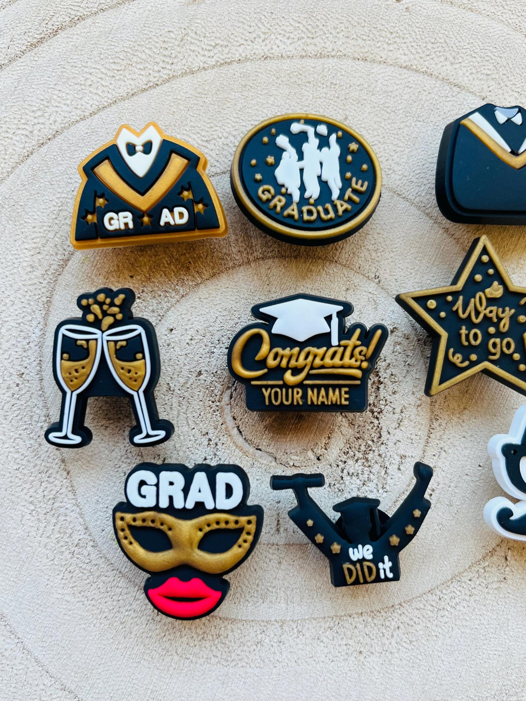 Graduation Croc Charms - Set of 9 PVC Shoe Accessories