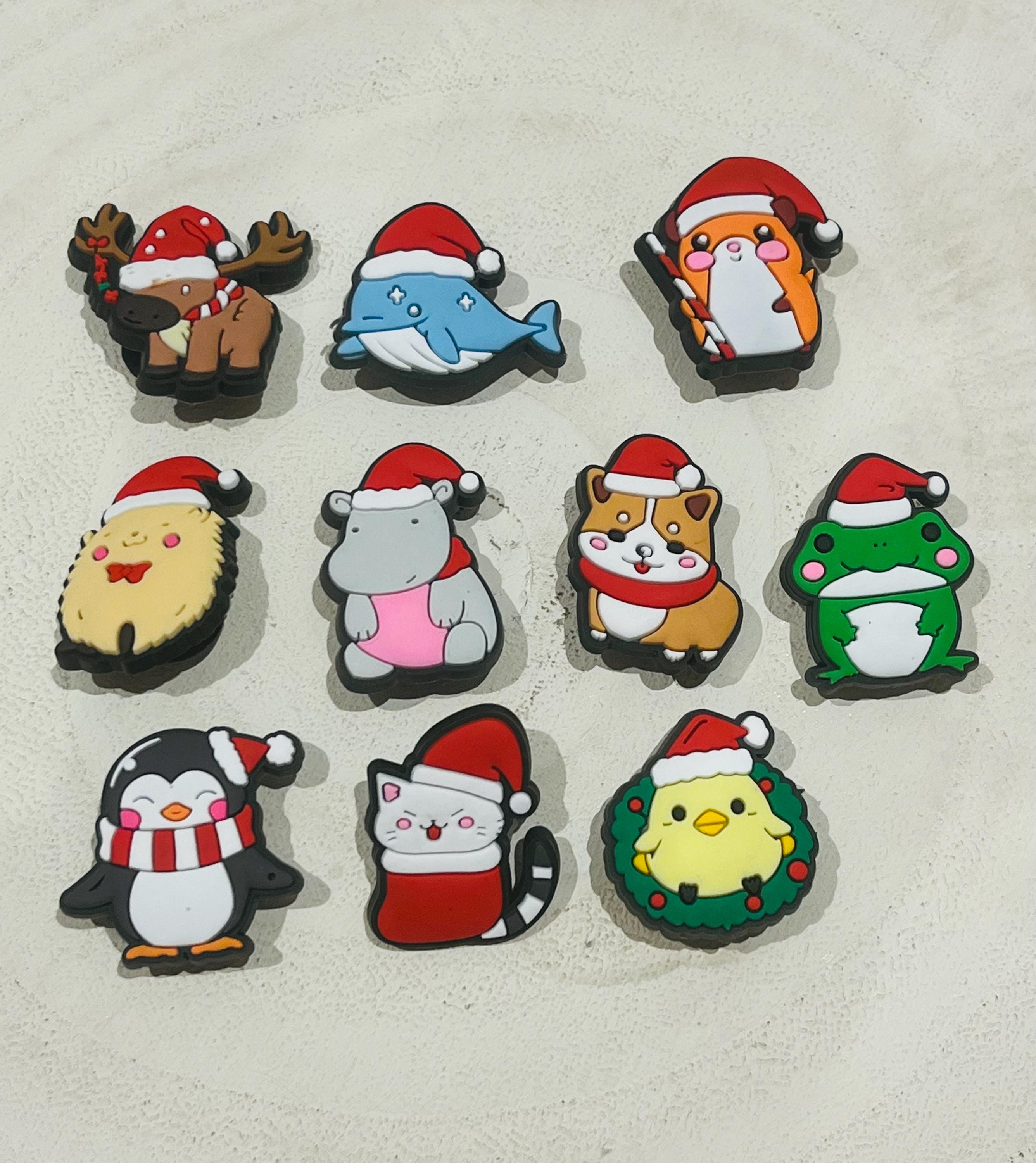 set of 10 animal christmas croc charms