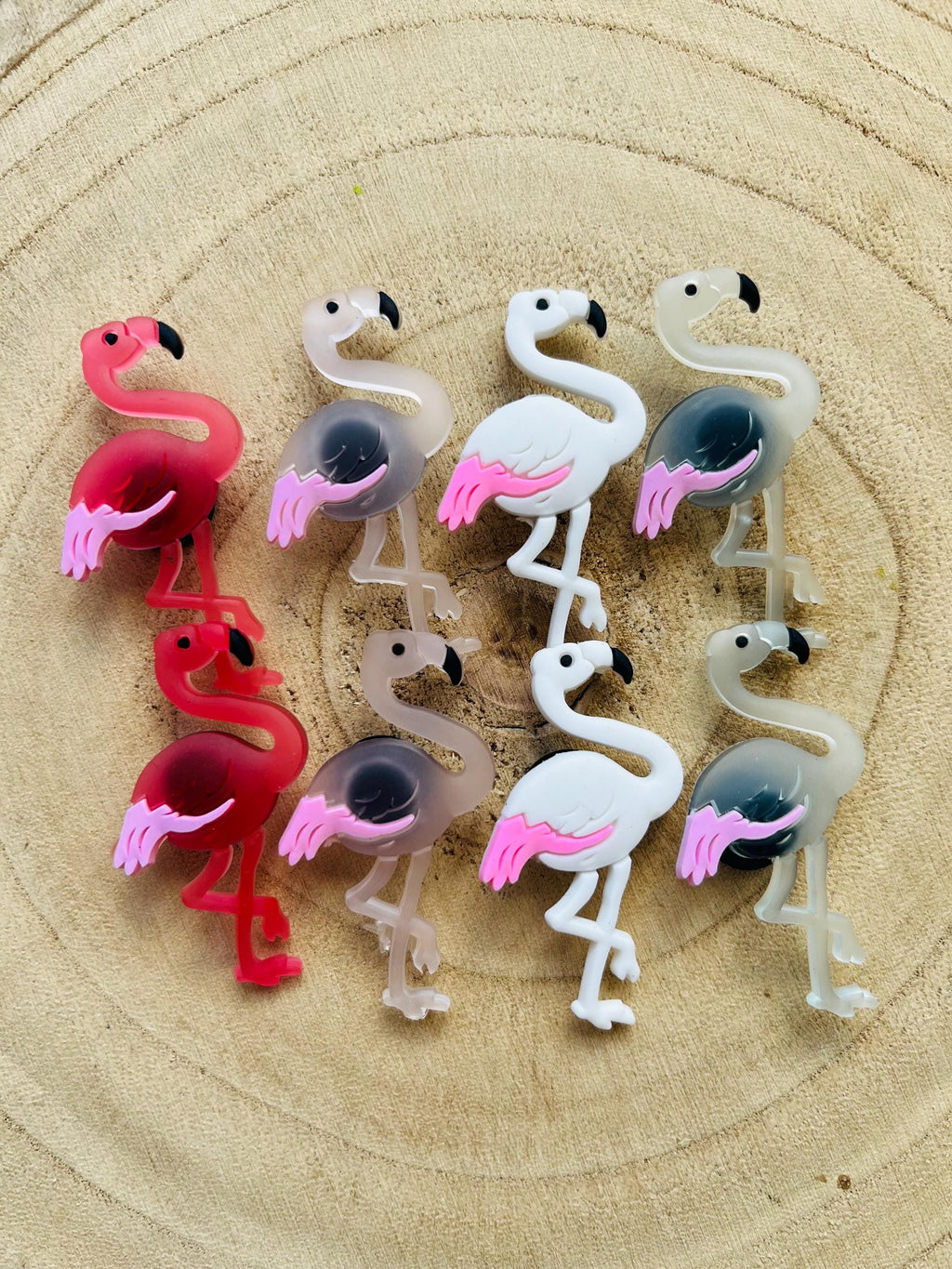 Flamingo Croc Charms: Pink Bird Shoe Decoration, Pack of 8