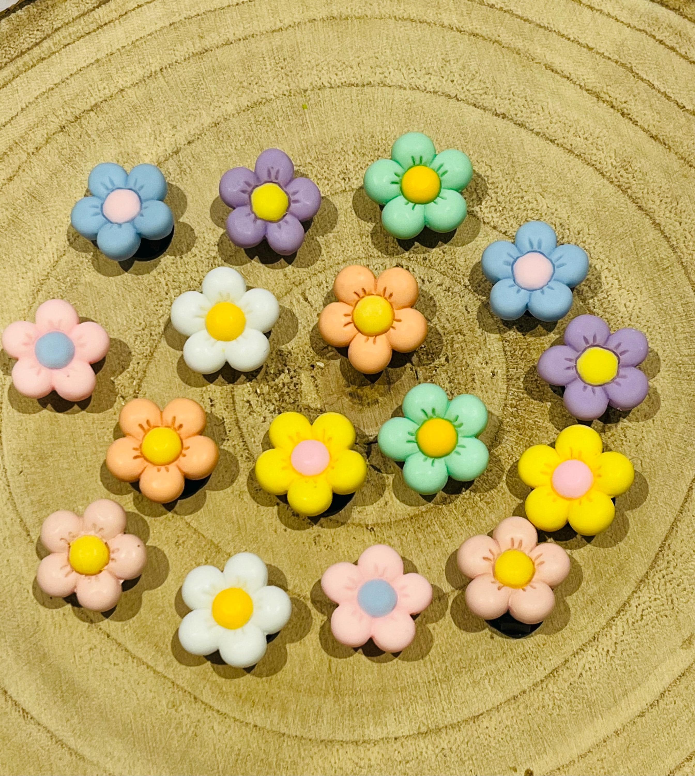Pastel Flower Croc Charms Set: PVC Shoe Accessories