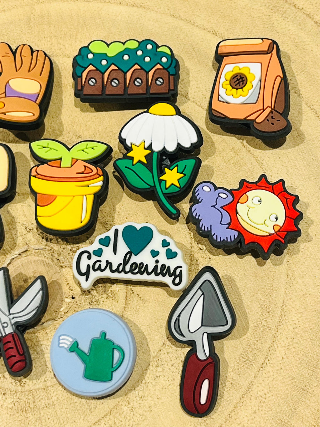Gardening Croc Charms - 15 Piece Colorful Garden Clog Shoe Accessories