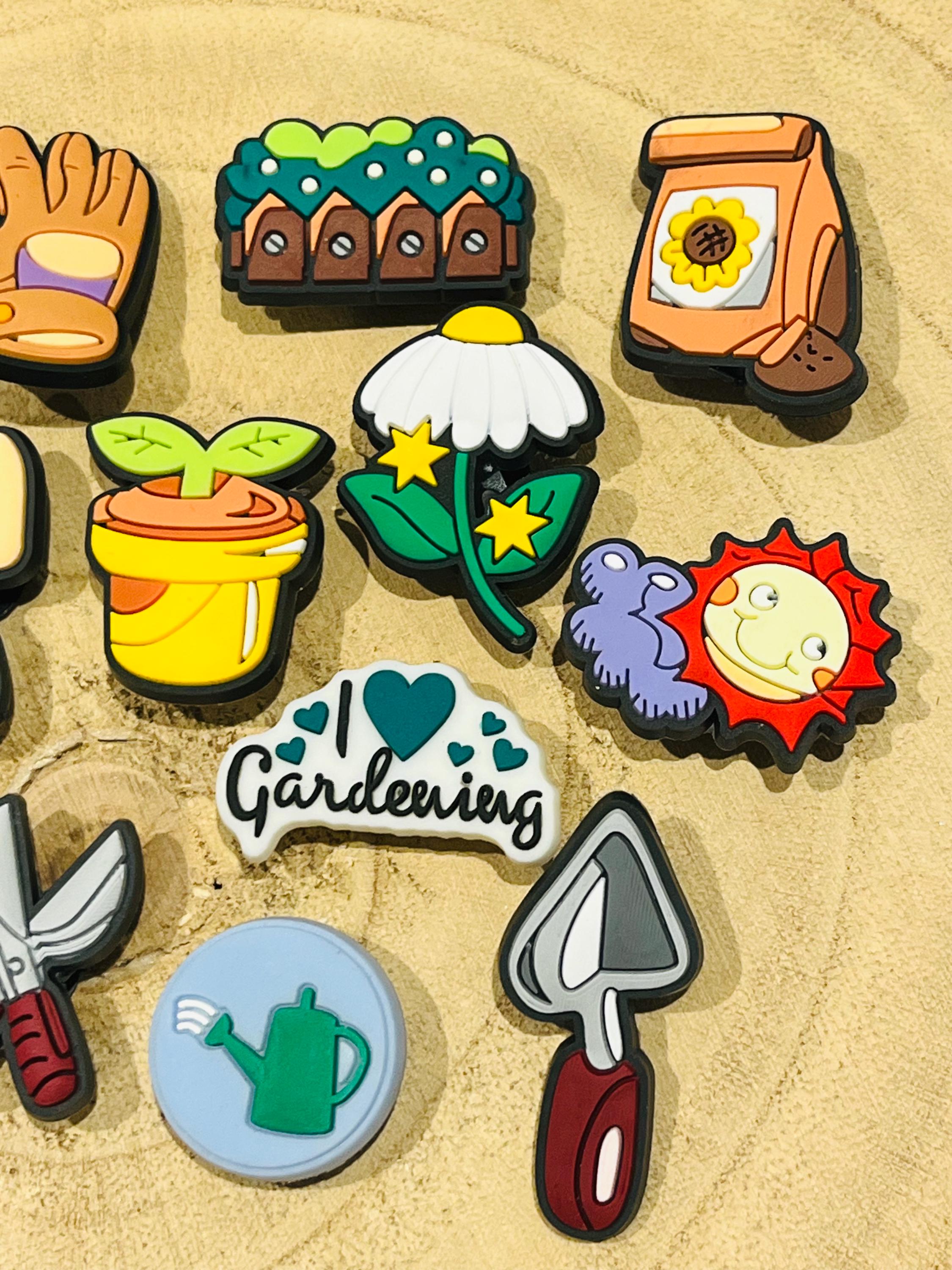 Gardening Croc Charms - 15 Piece Colorful Garden Clog Shoe Accessories