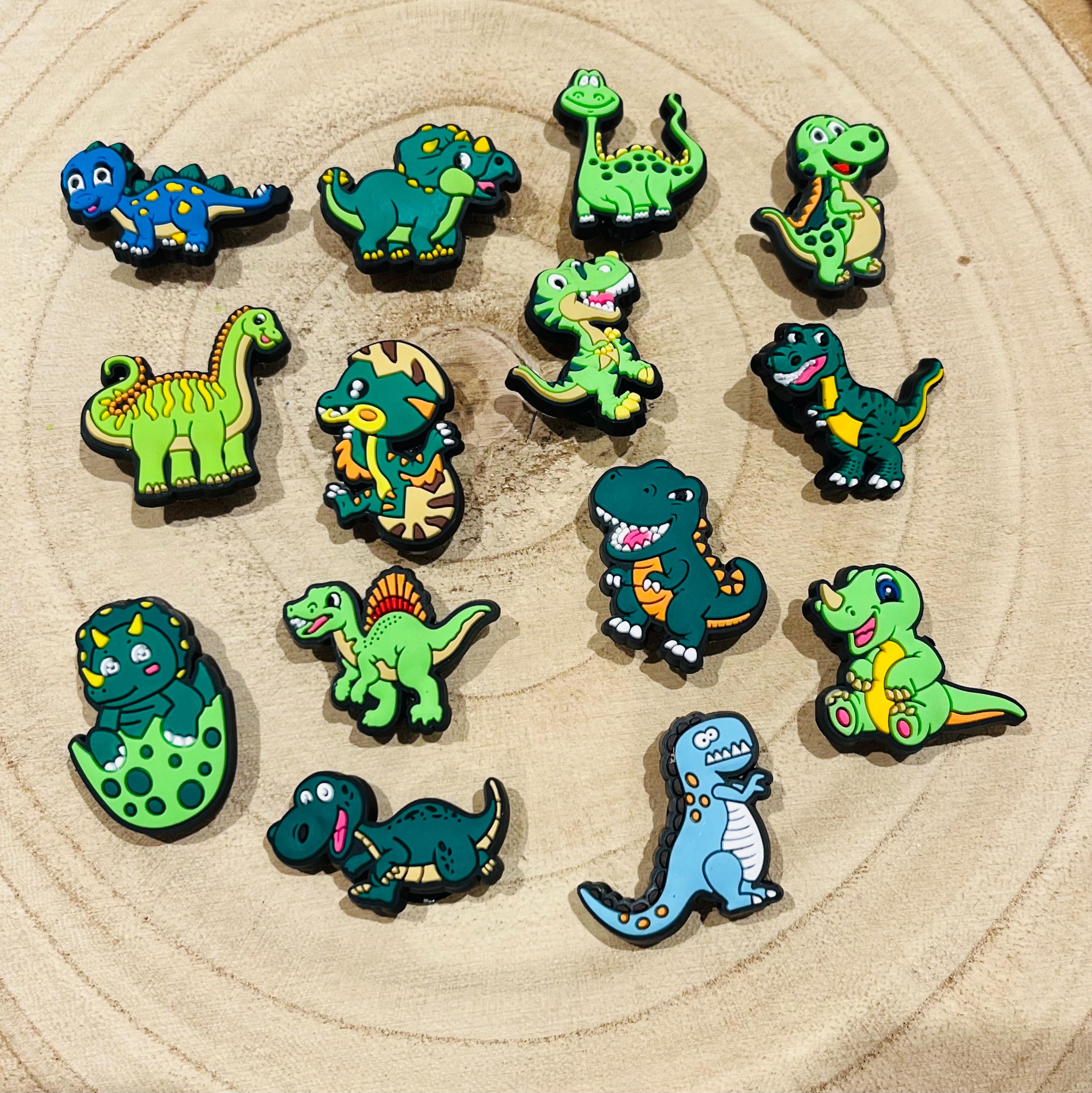 Dinosaur Croc Charms: 14-Piece PVC Shoe Accessories Bundle