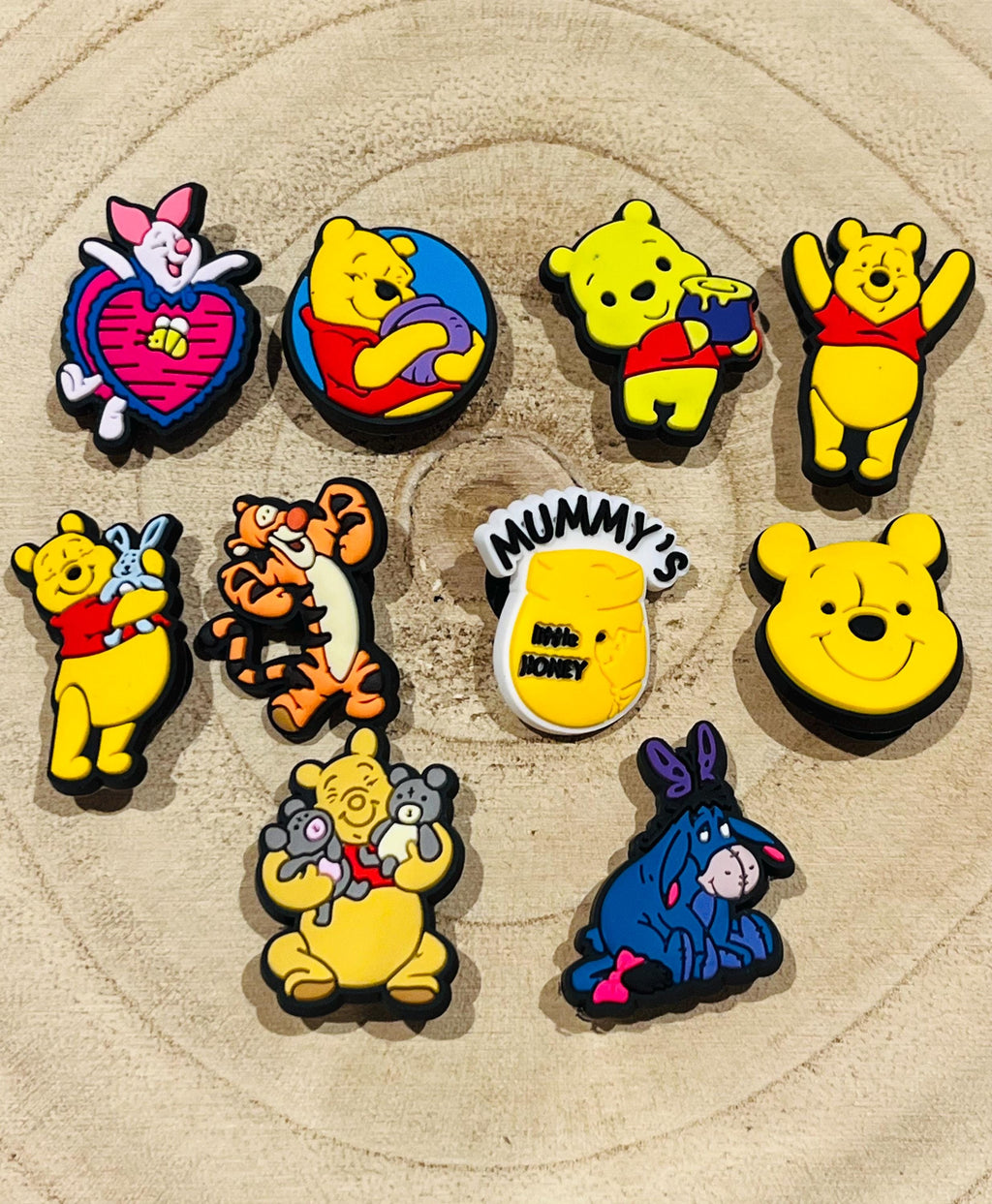 Set of 10 Winnie The Pooh Croc Charms PVC Shoe Accessories Disney