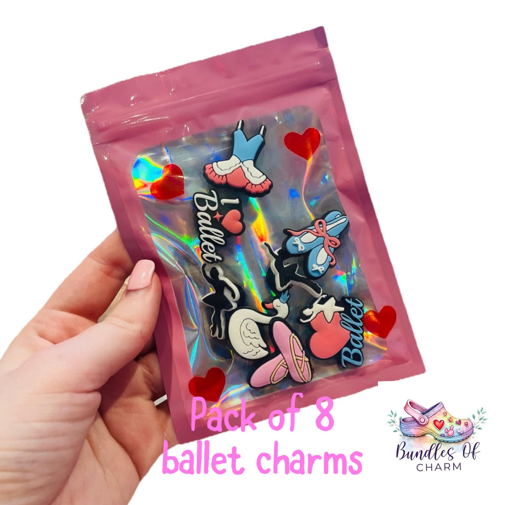Ballet Croc Charms: Dancing Clog Shoe PVC Charms - 8 Pack