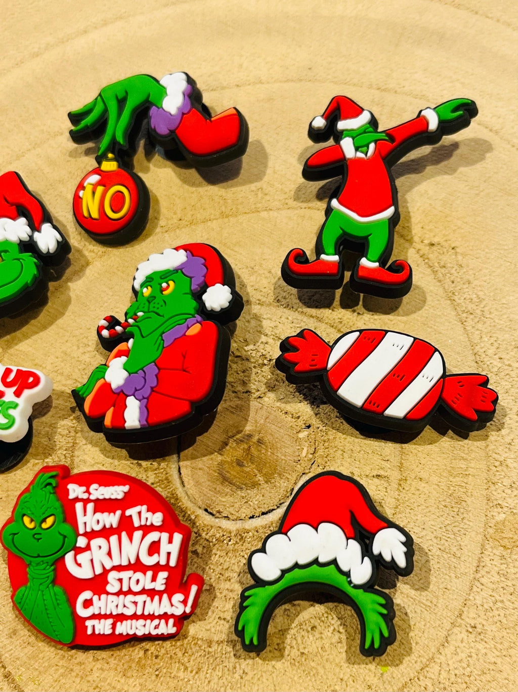 Grinch Humbug Christmas Clog Charms: Funny Shoe Decor - 8 Pack
