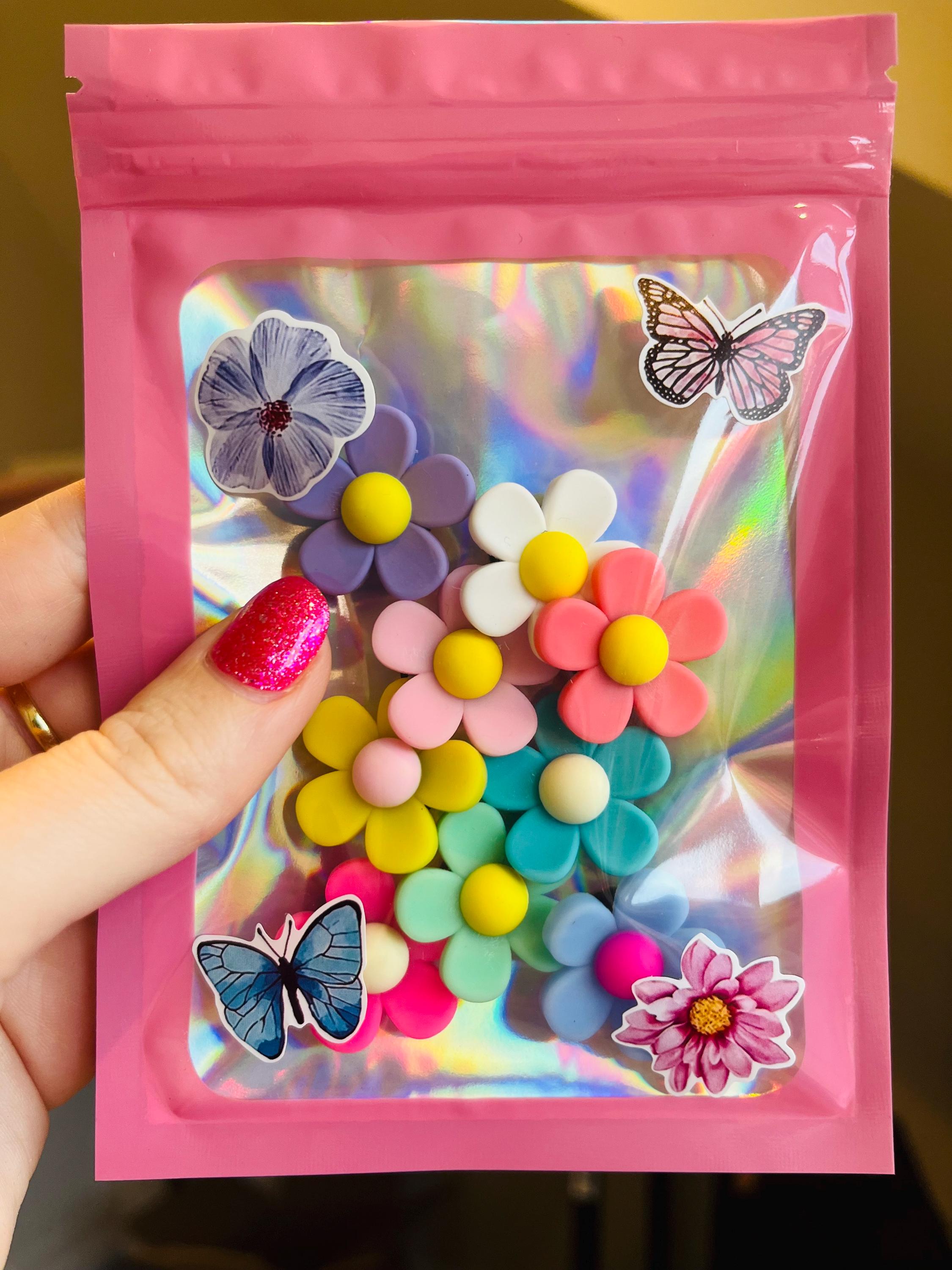 Multicolor Flower Croc Charms: Shoe Accessories, 9-Piece Set