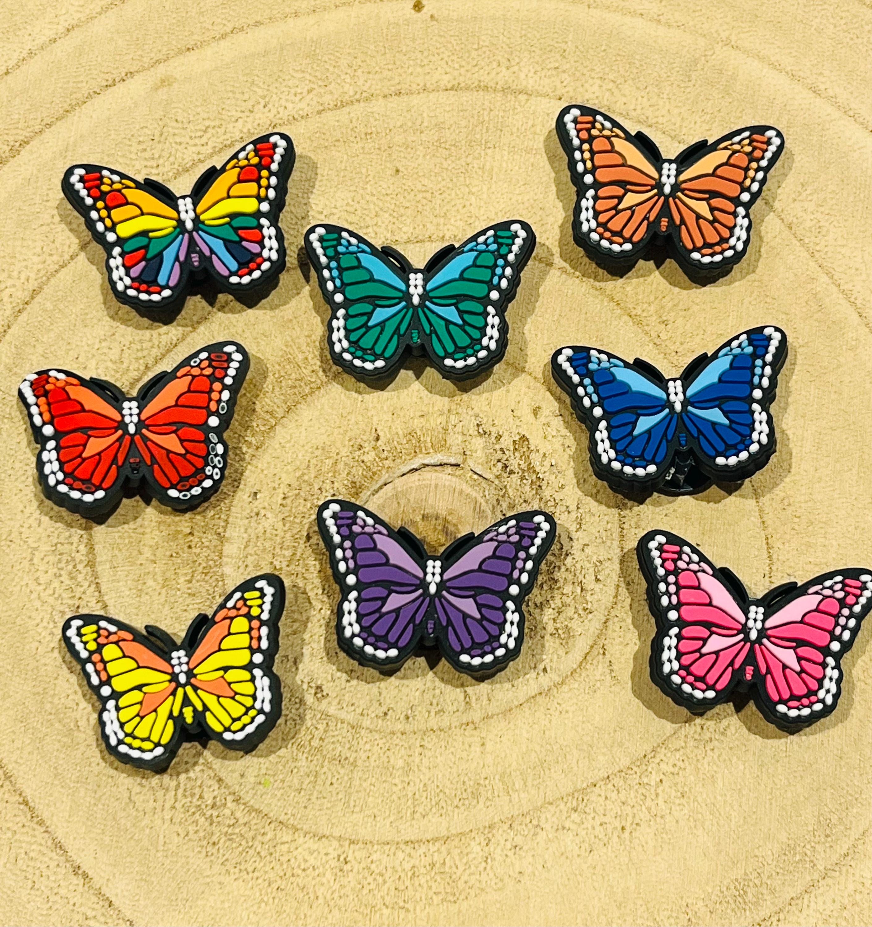 Butterfly Croc Charms - Rainbow Shoe Accessories - Pack of 8