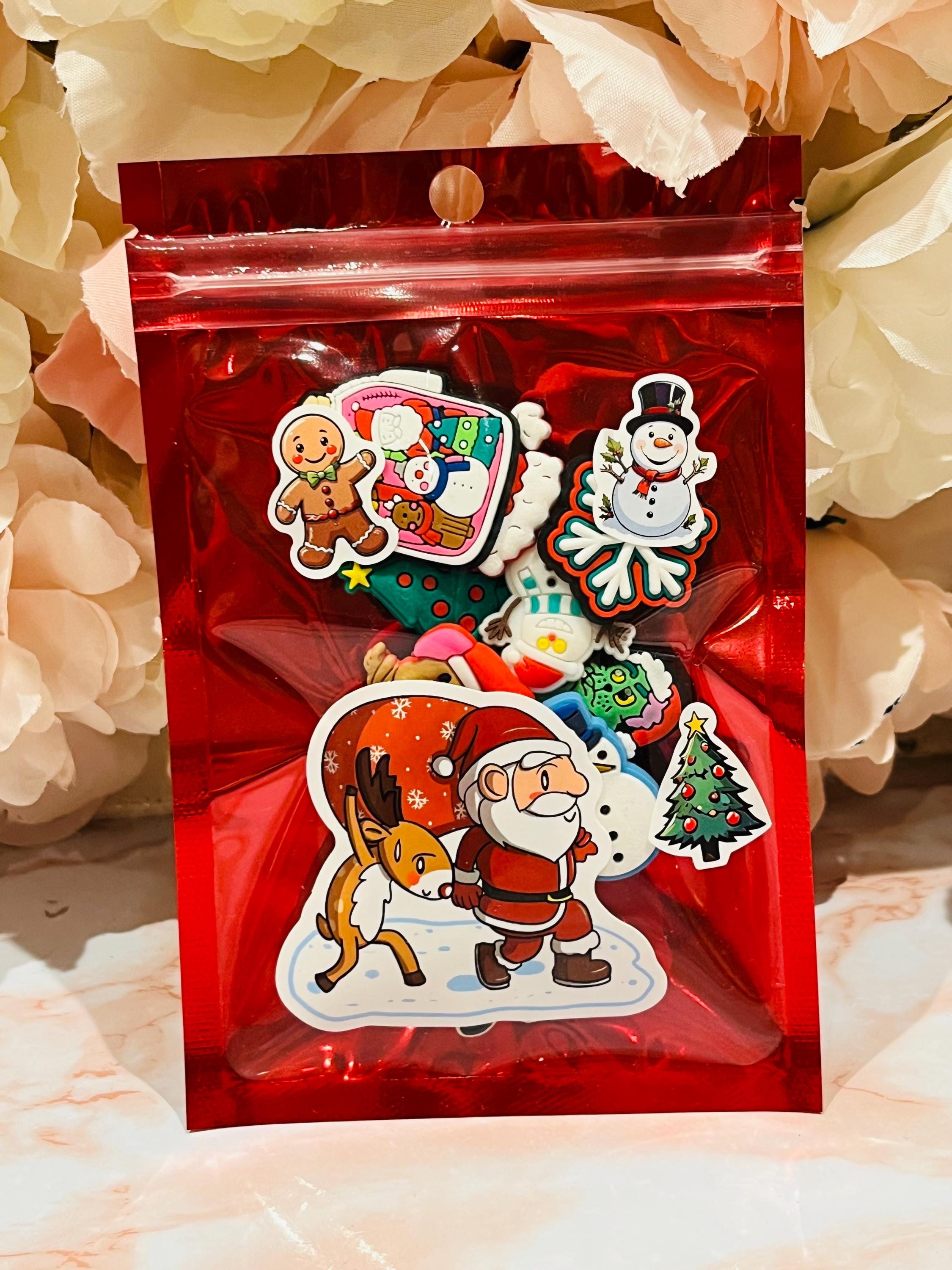 Christmas Party Bags | 10 Christmas Shoe Charms | Multicolour Bags Available | Xmas Eve Boxes | PVC Clog Accessories