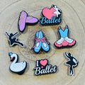 Ballet Croc Charms: Dancing Clog Shoe PVC Charms - 8 Pack
