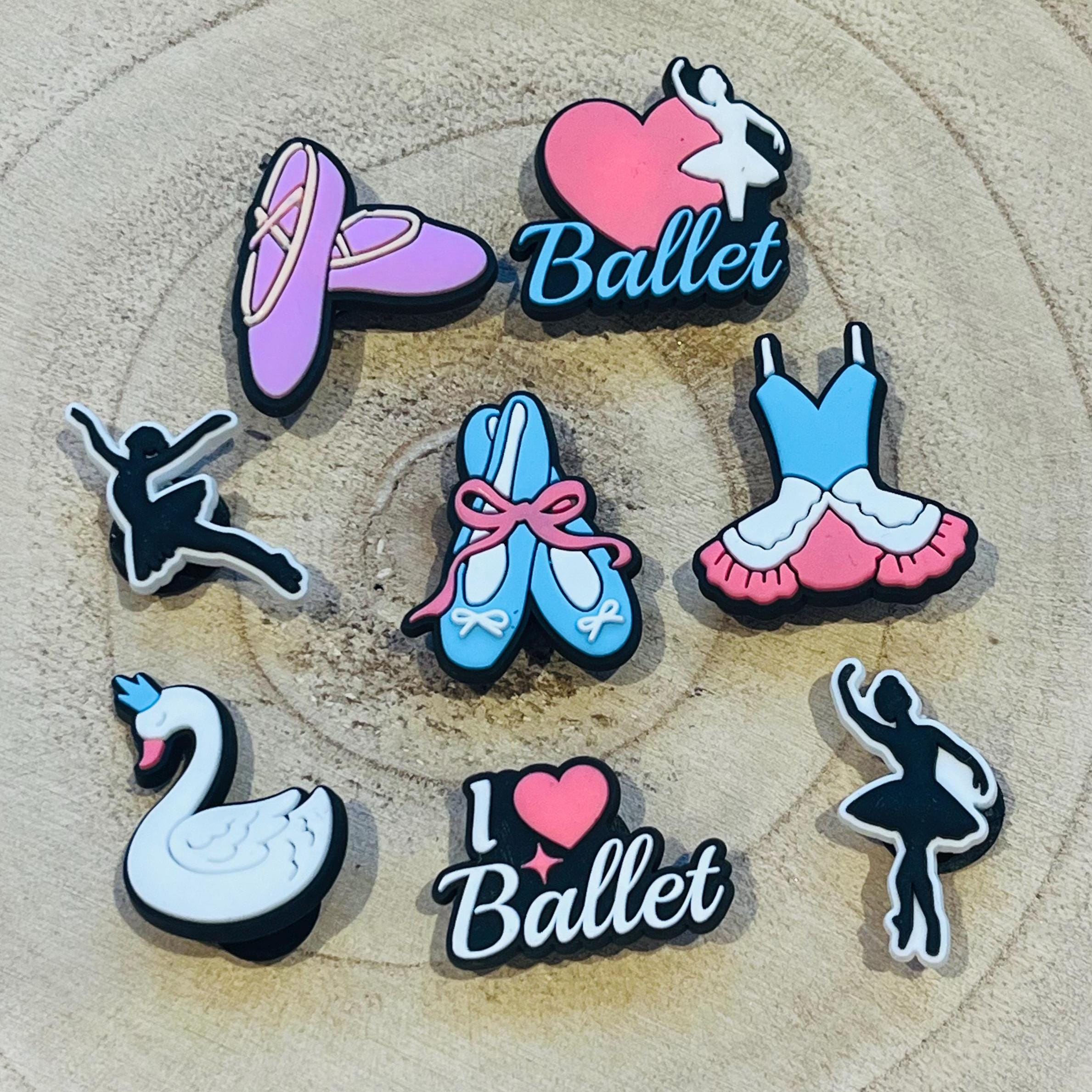 Ballet Croc Charms: Dancing Clog Shoe PVC Charms - 8 Pack