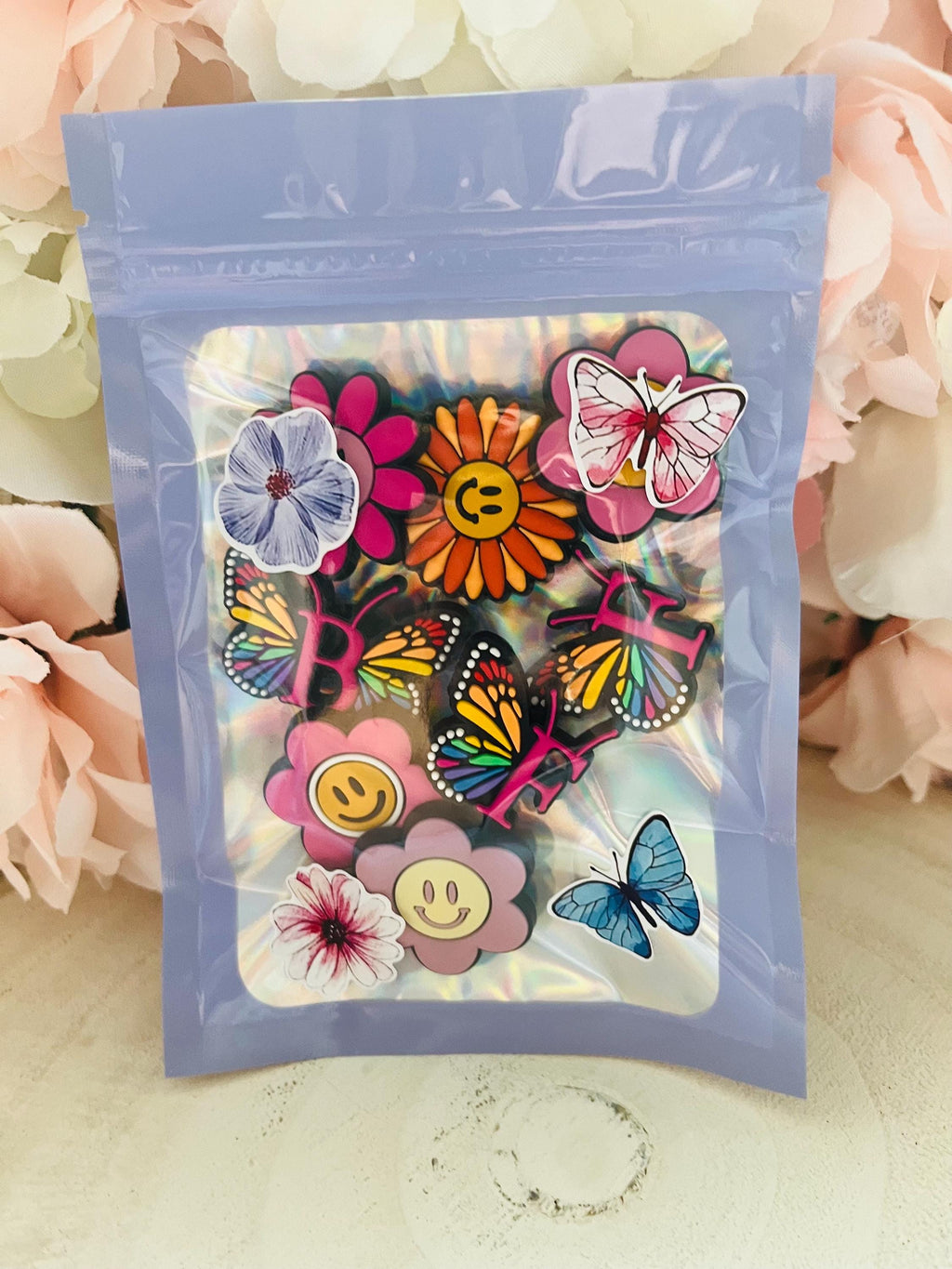 BFF Croc Charms: Flower & Butterfly Shoe Charms - Pack of 8
