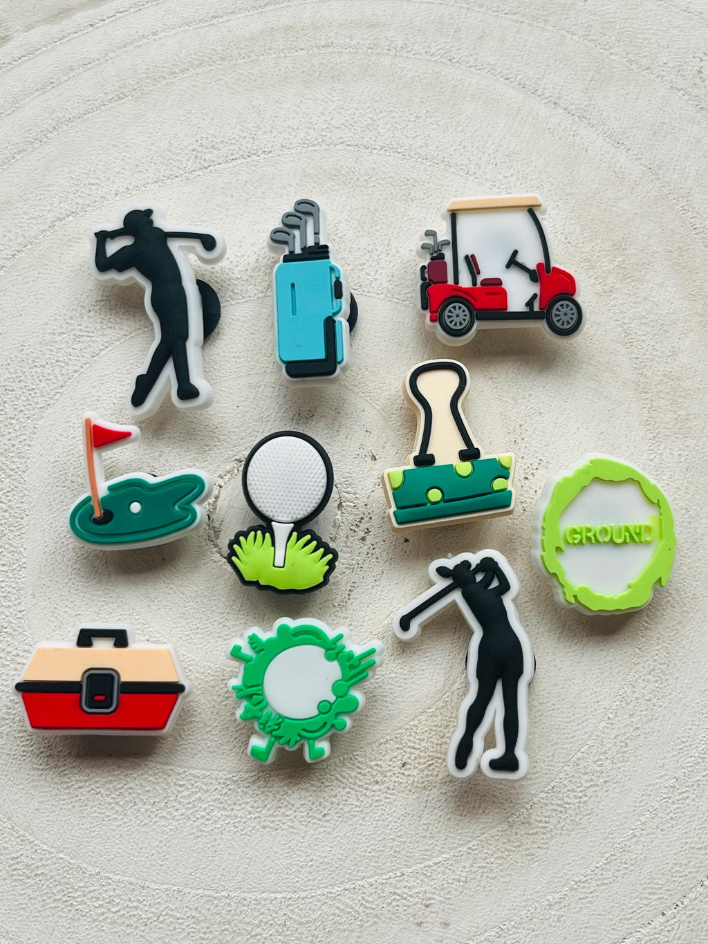 Golf Croc Charms: PVC Shoe Decoration Set (10 Piece)