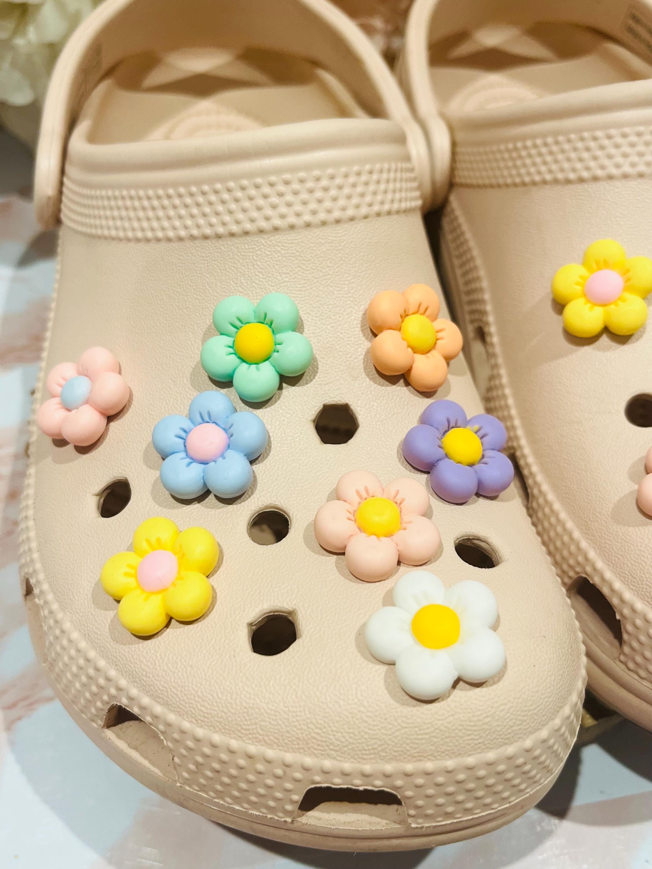 Pastel Flower Croc Charms Set: PVC Shoe Accessories