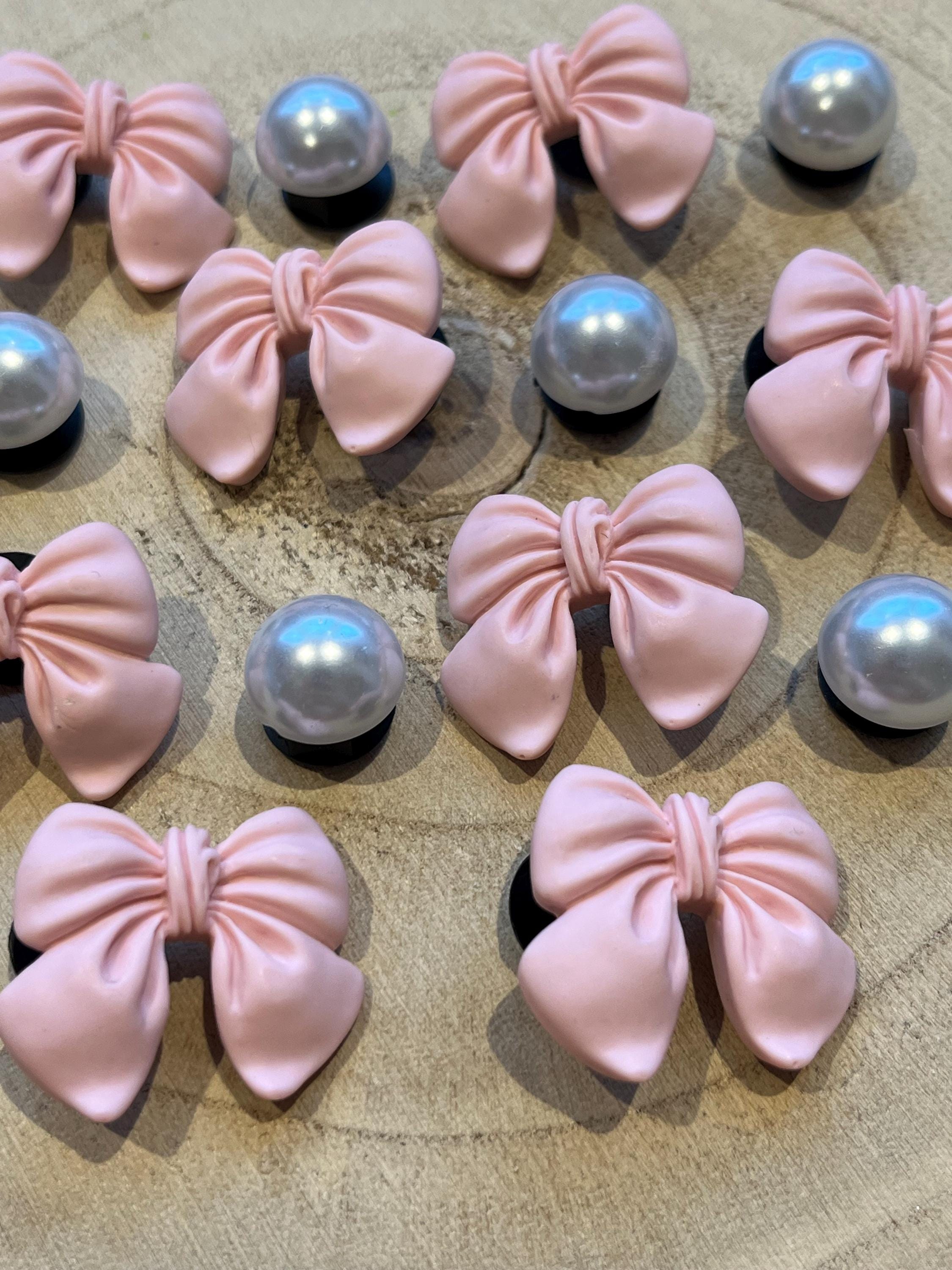 pearl and bow croc charm set decorative shoe charms (pack of 14)