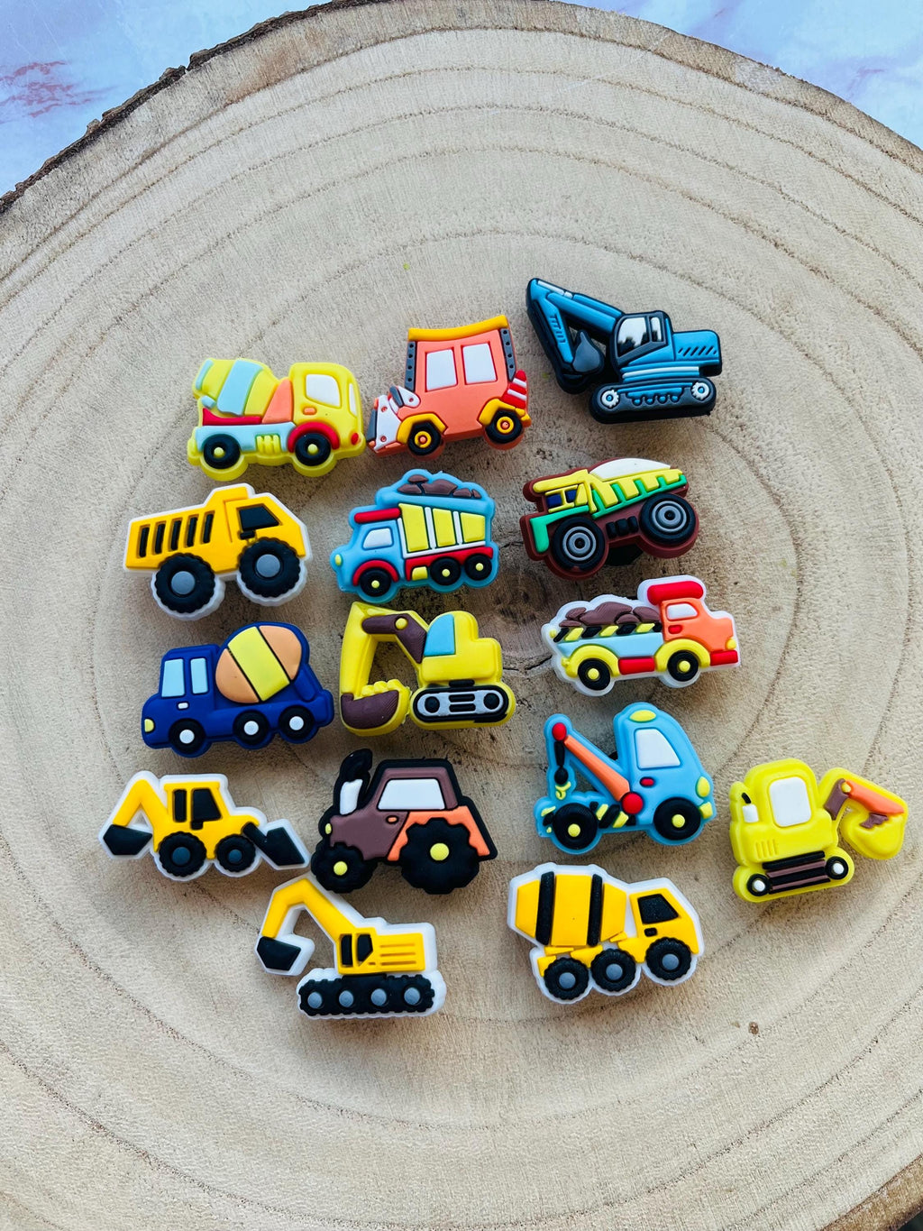 Construction Truck Shoe Charms - Builder PVC Clog Pins - Set of 15
