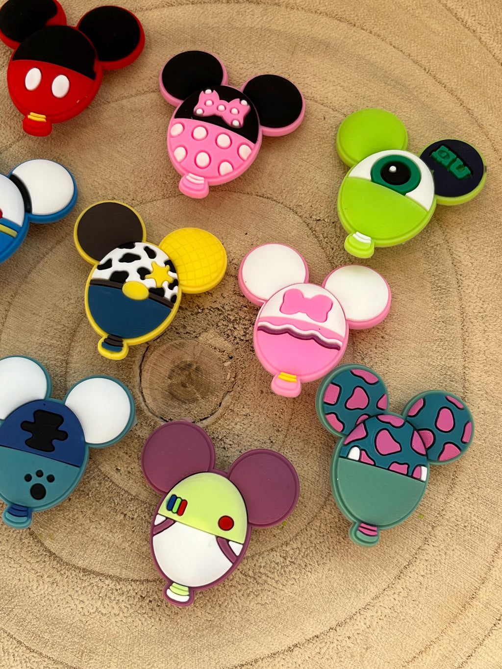 Set of 10 Disney Croc Charms | Minnie Mickey Buzz Stitch Jessie Monster Inc Disneyland Croc Charms Kids Shoe Accessories Clog Charms