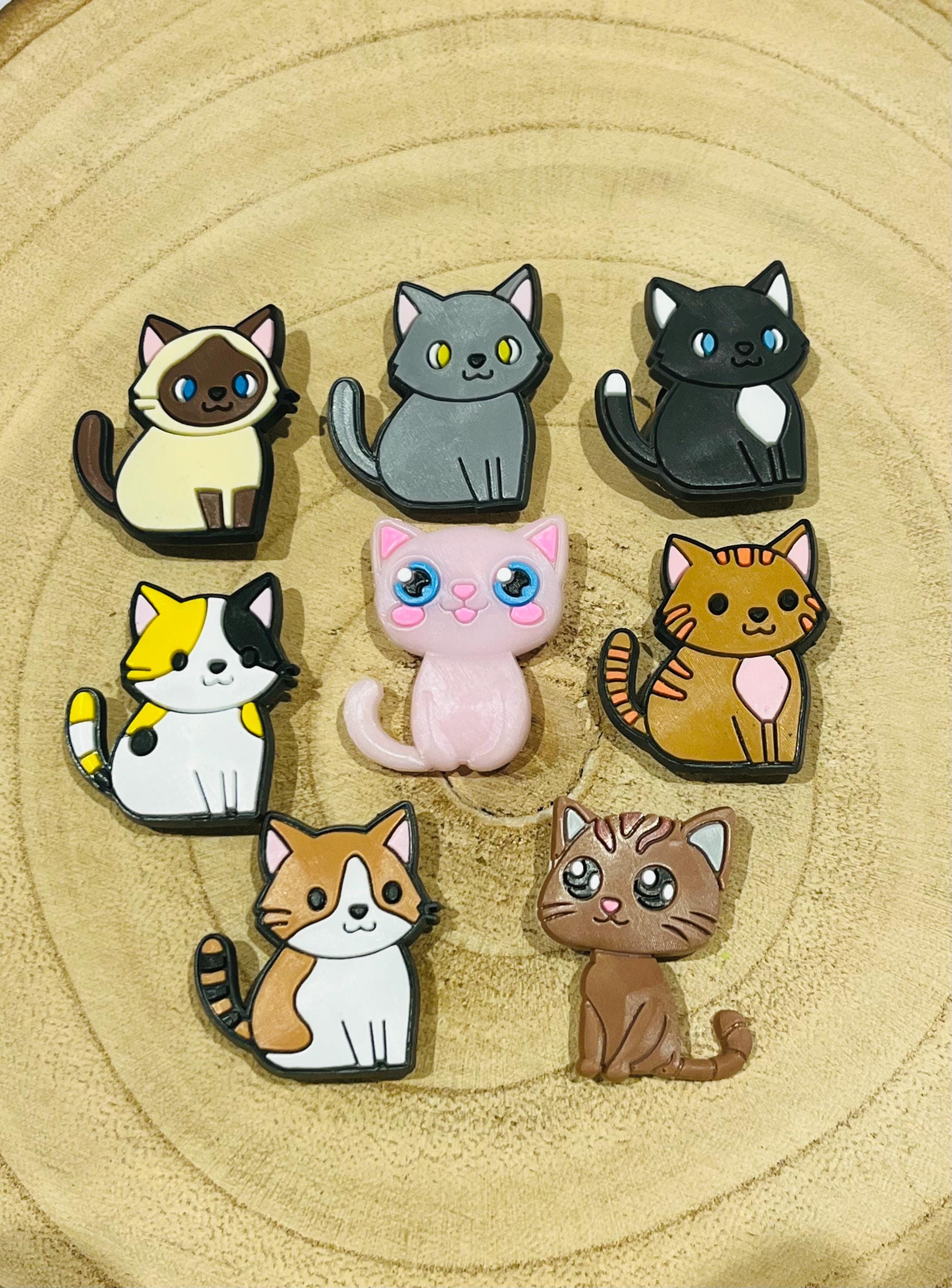 Cat Croc Charms | PVC Shoe Accessories, Set of 8